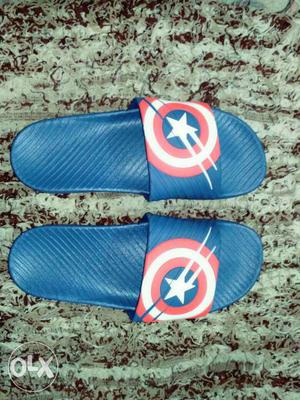 Pair Of Captain America Themed Slide Slippers all sizes
