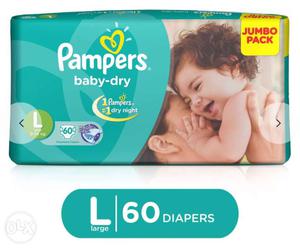Pampers baby diaper - L (60 pieces) new packed.