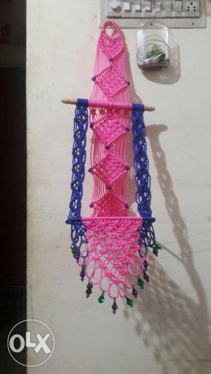 Pink And Purple Knitted Hanging Decor