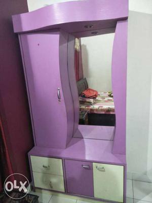 Pink And White Wooden Dresser Mirror