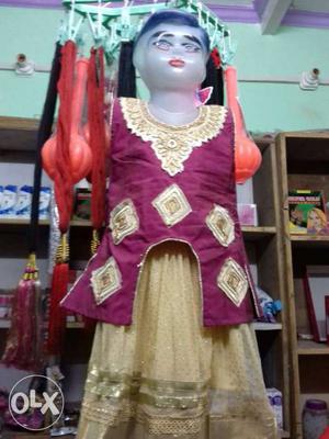 Purple And Gold-colored Traditional Dress