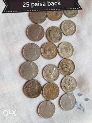 Round Silver-colored Indian Coin Collection