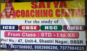 Satya Coaching Centre Signage