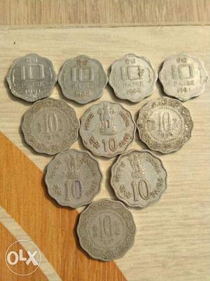 Several Scalloped Silver 10 Coins