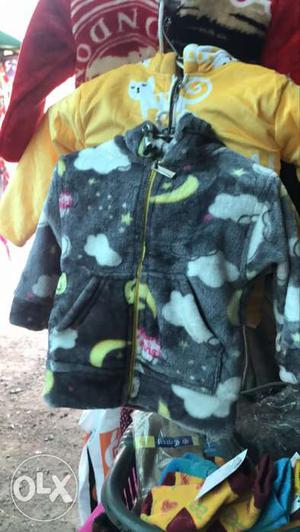 Toddler's Grey And Yellow Full-zip Jackets