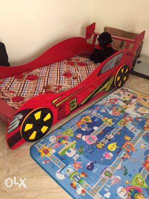Toddler's Red Car Bed Frame