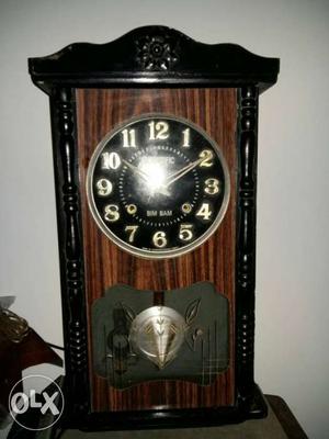 Very old antique wooden pendulum clock full