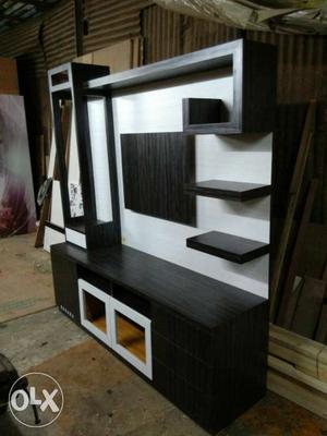 White And Black Wooden Television Hutch
