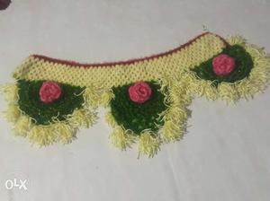 White And Green Knitted Textile