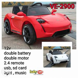 White And Red Ride On Toy car porsche for kids upto 5 yrs