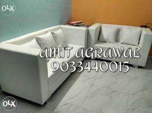 White Leather Sofa And Loveseat