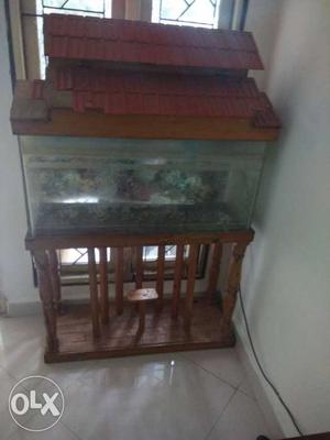 Aquarium Tank with Wooden Top & Wooden Stand