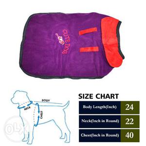 Dog Coat Cute Purple with Red Collar