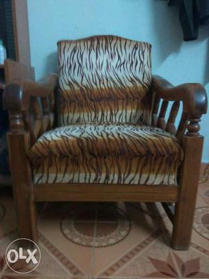 Padded Brown And White Armchair