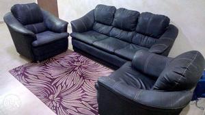 Sofa set, 5 seater, Black, Set of 3, Price negotiable