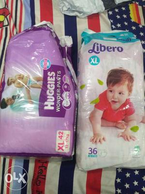76 pcs Huggies and libero diapers XL size