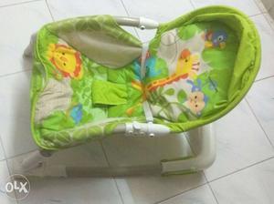Baby's Green And Gray Forest Themed Bouncer