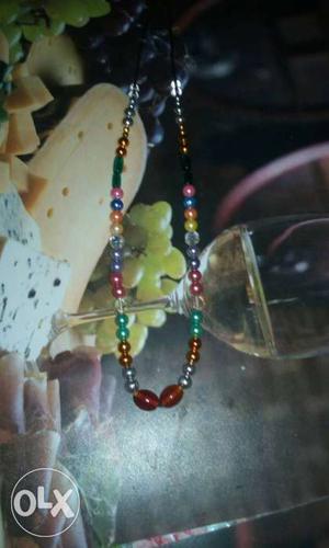 Beaded Red, Green, And Pink Necklace