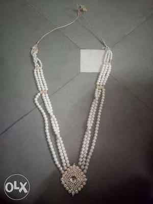Beaded White Layered Necklace