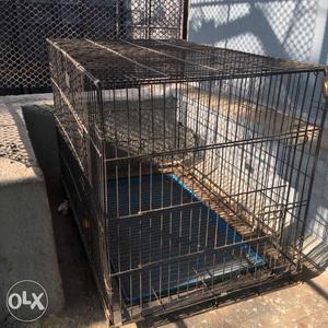 Black Metal Folding Dog Crate / Cage 42”