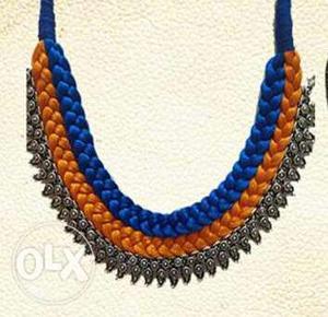 Blue And Red Beaded Necklace