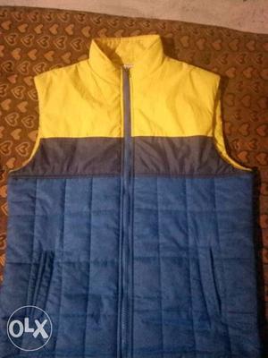 Blue And Yellow Zip-up Vest