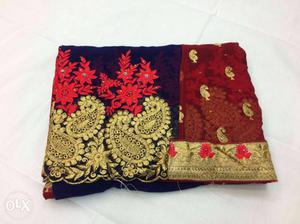 Blue, Red, And Grey Paisley Dupatta
