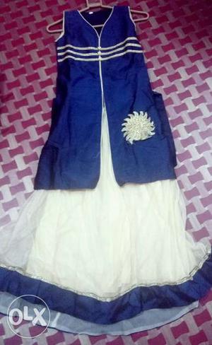 Blue suit with ghagra for girls 6-7 yrs