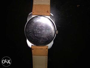 Brown Strap Silver Watch