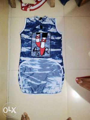 Denim crop top with long back side not used new