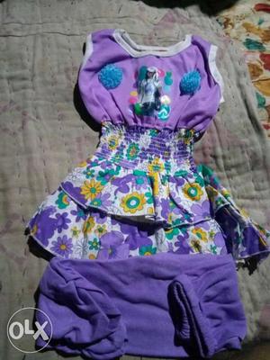 Girl's Purple And Yellow Floral Dress