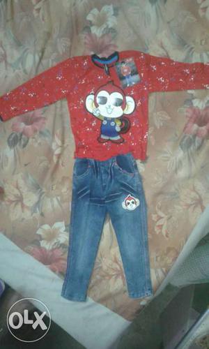 Monkey Print Sweater And Jeans