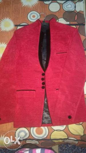 New red party wear coat with free t-shirt. size -
