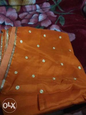 Orange And Silver Sequin Textile
