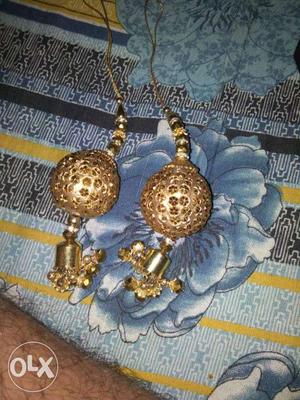 Pair Of Gold-colored Pendant Earrings