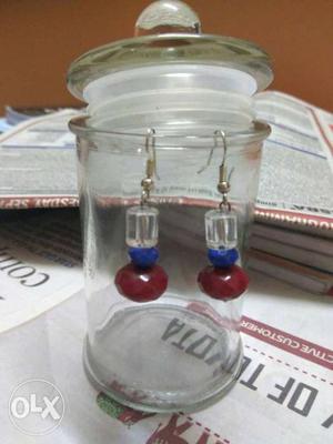 Pair Of Red And Pendant Earrings