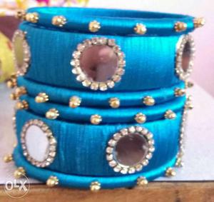 Party wear stylish blue color bangles with