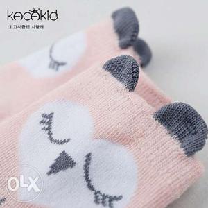 Pink And Gray Owl Socks