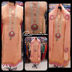 Pink And Orange Floral Sari Traditional Dress