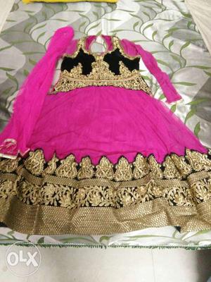 Pink and black anarkali suit with dupatta...