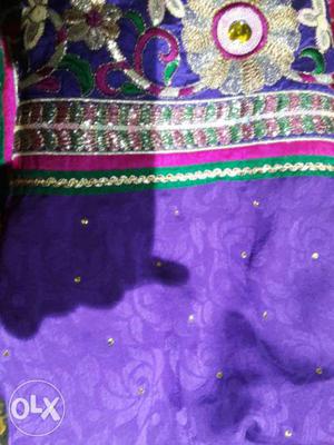 Purple And Black Floral Textile