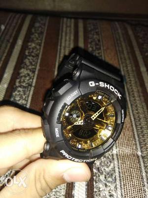 Round Black And Gold Digital Chronograph Watch