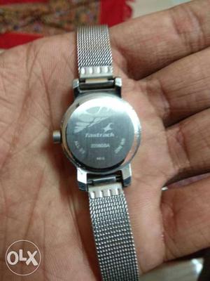 Round Silver-colored Watch With Mesh Link Bracelet