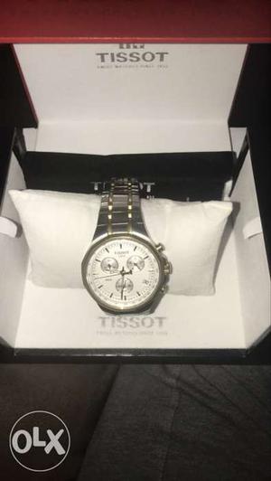 Round White Face Tissot Chronograph Watch With Silver Link