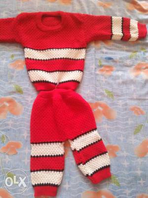 Toddler's Red And White Stripe Pajama Set