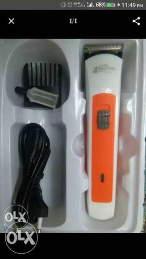 White And Orange Wireless Hair Trimmer Set