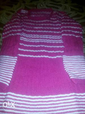 Women's Pink And White Knitted Dress