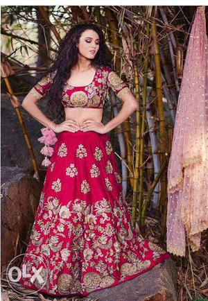 Women's Red And Brown Floral Sari