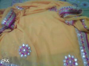 Yellow, Gray, And Pink Traditional Dress