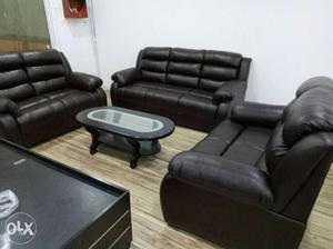 0%emi pay in installments 7 seater brown leather sofa